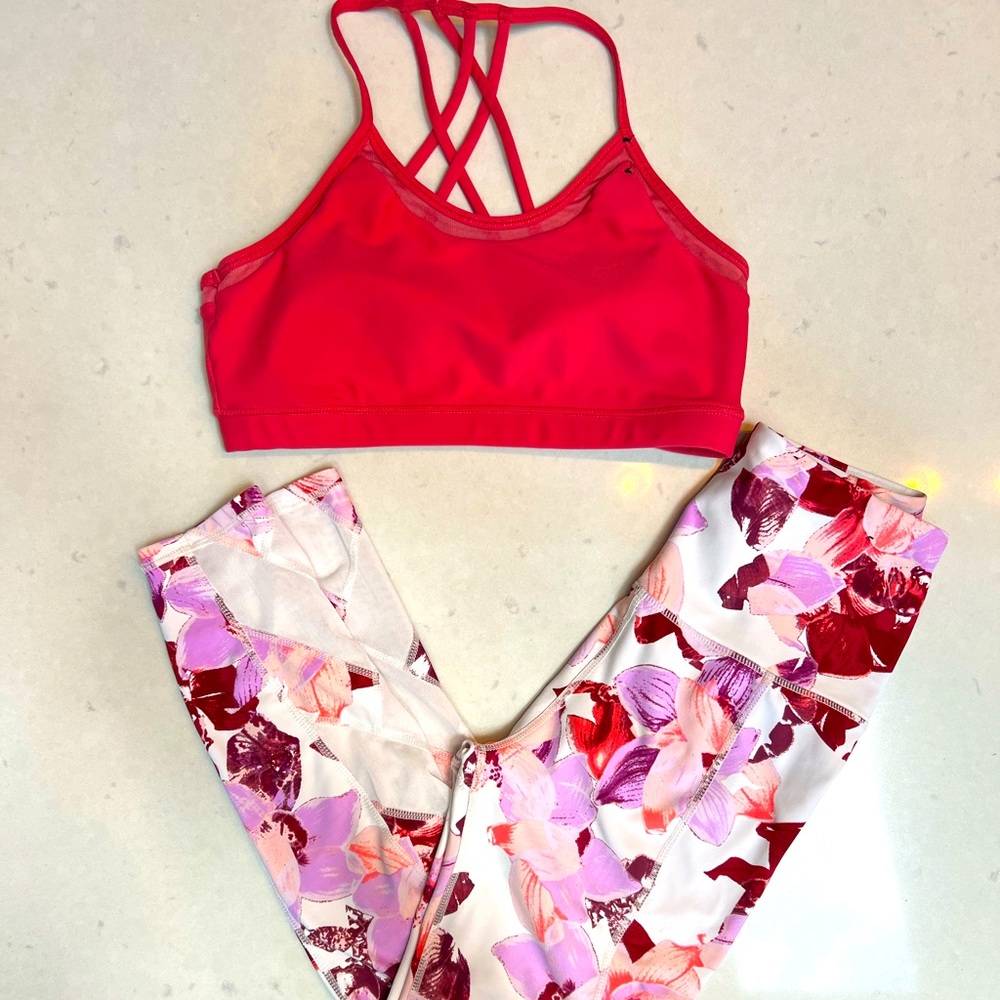 Yoga Workout Leggings with Matching Bra Activewear Set